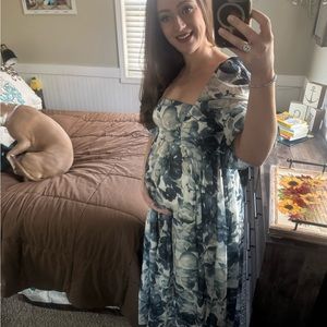 Floral Blue and White Dress